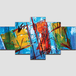 Canvas Print Split Panels (5 in 1) – Blue Abstract