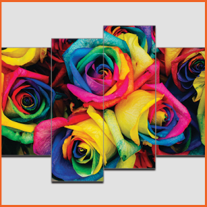 Canvas Print Split Panels (4 in 1) – Colorful Flowers